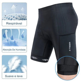 Bermuda Ciclismo Masculina com Bolso e Gel 5D Acolchoado