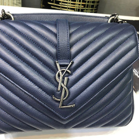 Bolsa YSL College Média Azul marinho