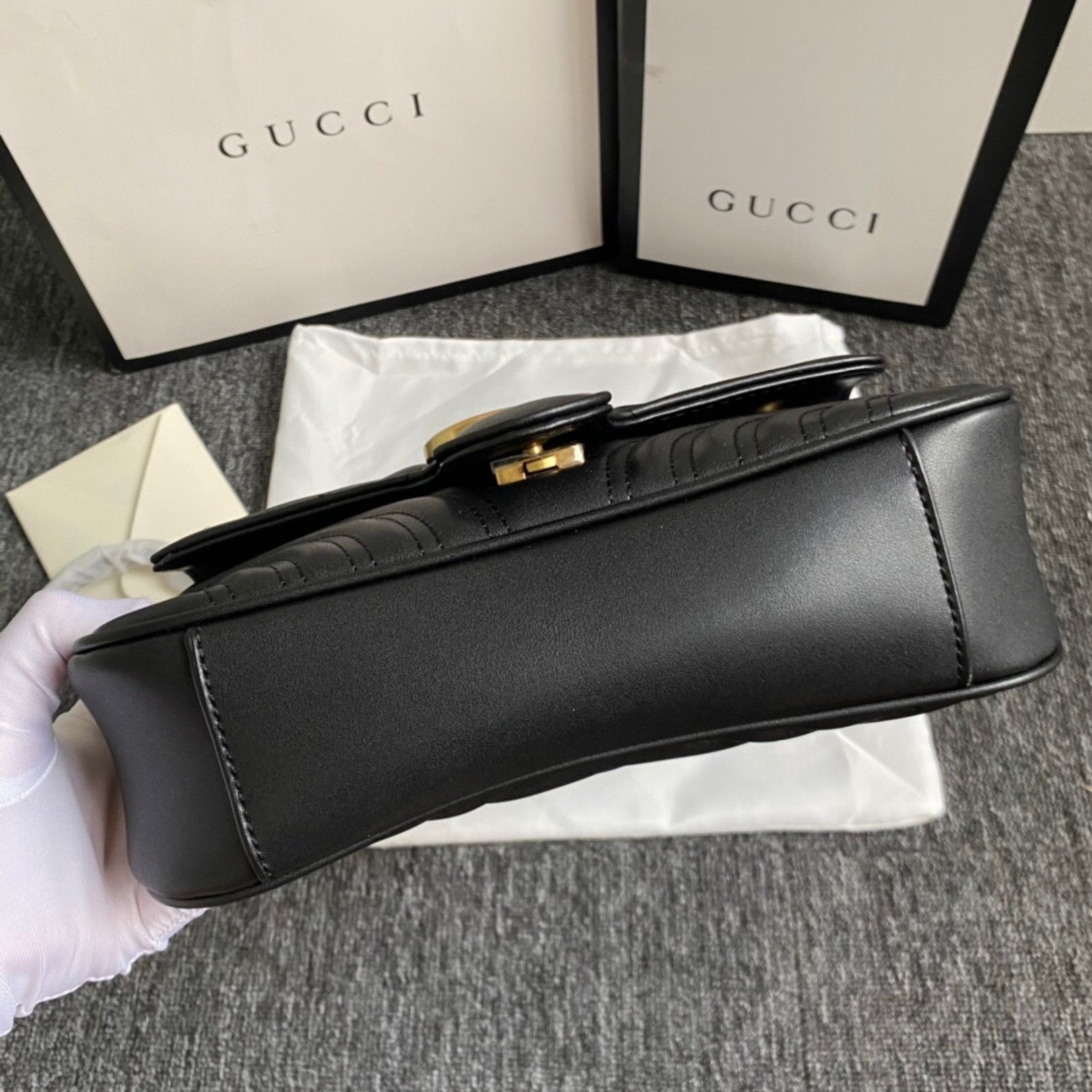 Bolsa GG Marmont Pequena Preto 26cm